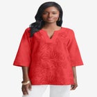Linen V-Neck Embroidered Tunic image number null