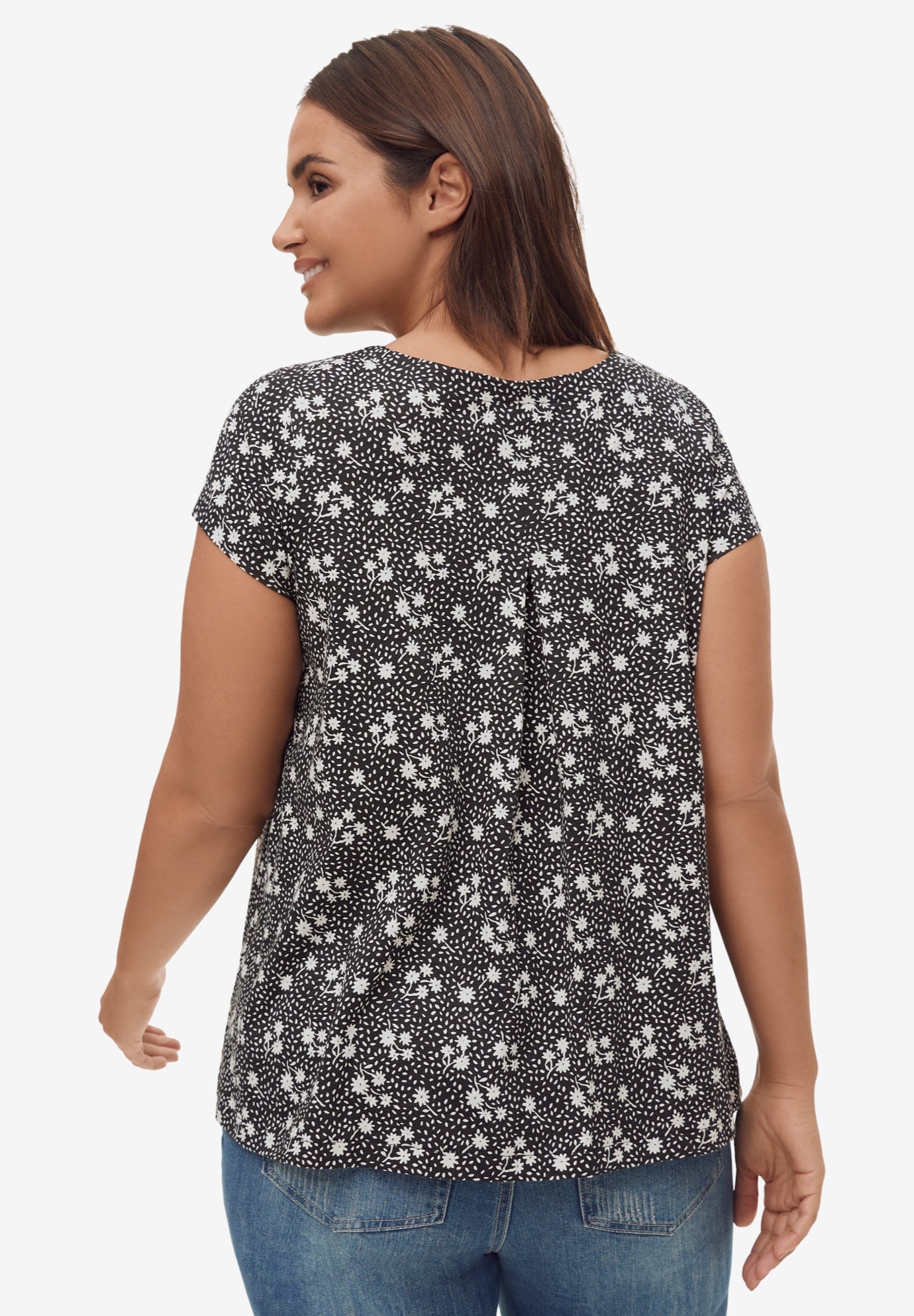 Cotton Jersey Slub Cap Sleeve Trapeze Tee image number 1