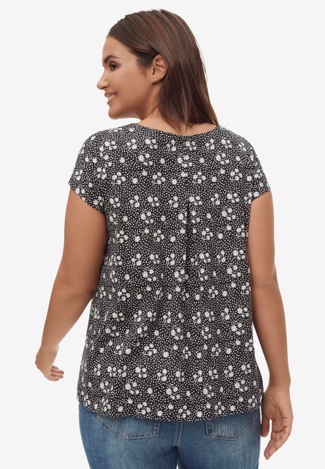 Cotton Jersey Slub Cap Sleeve Trapeze Tee image number 1