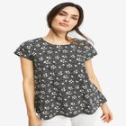 Cotton Jersey Slub Cap Sleeve Trapeze Tee image number null