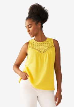 100% Cotton Crochet Scoop Neck A-Line Tank