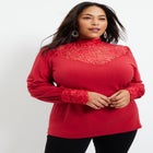 Lace Yoke Mockneck Top image number null