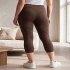 Cotton Spandex Elastic Waist Capri Leggings image number null