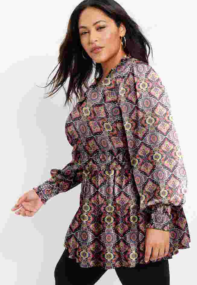 Smocked Georgette Tunic image number 3