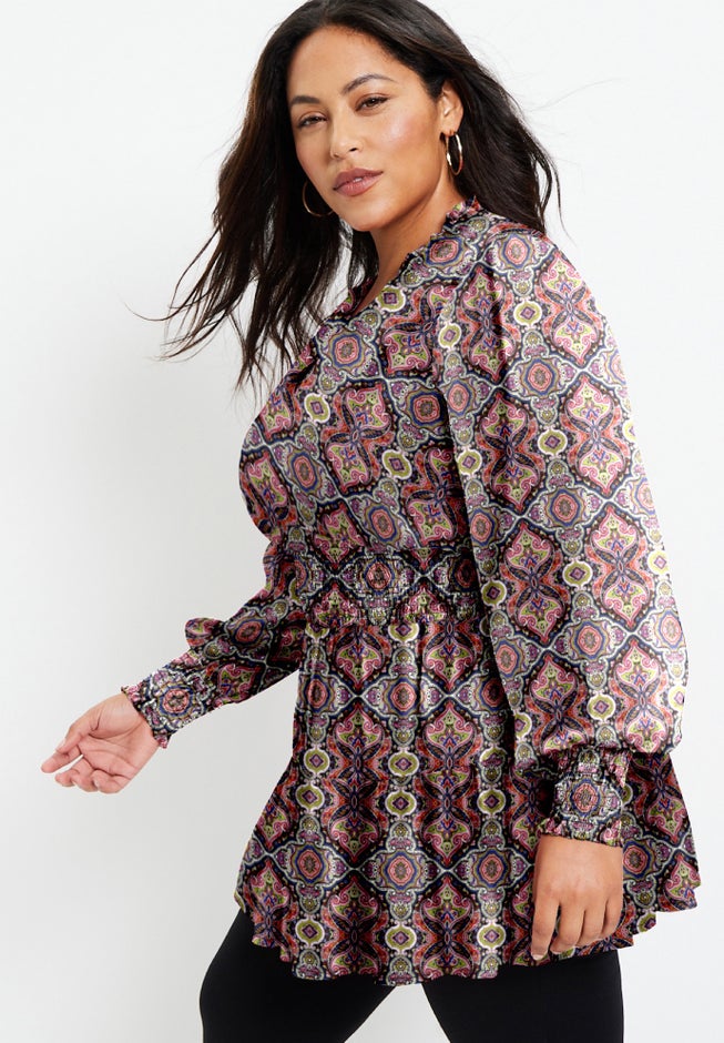 Smocked Georgette Tunic image number 2