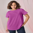 Short Sleeve Boatneck Knit Tee image number null