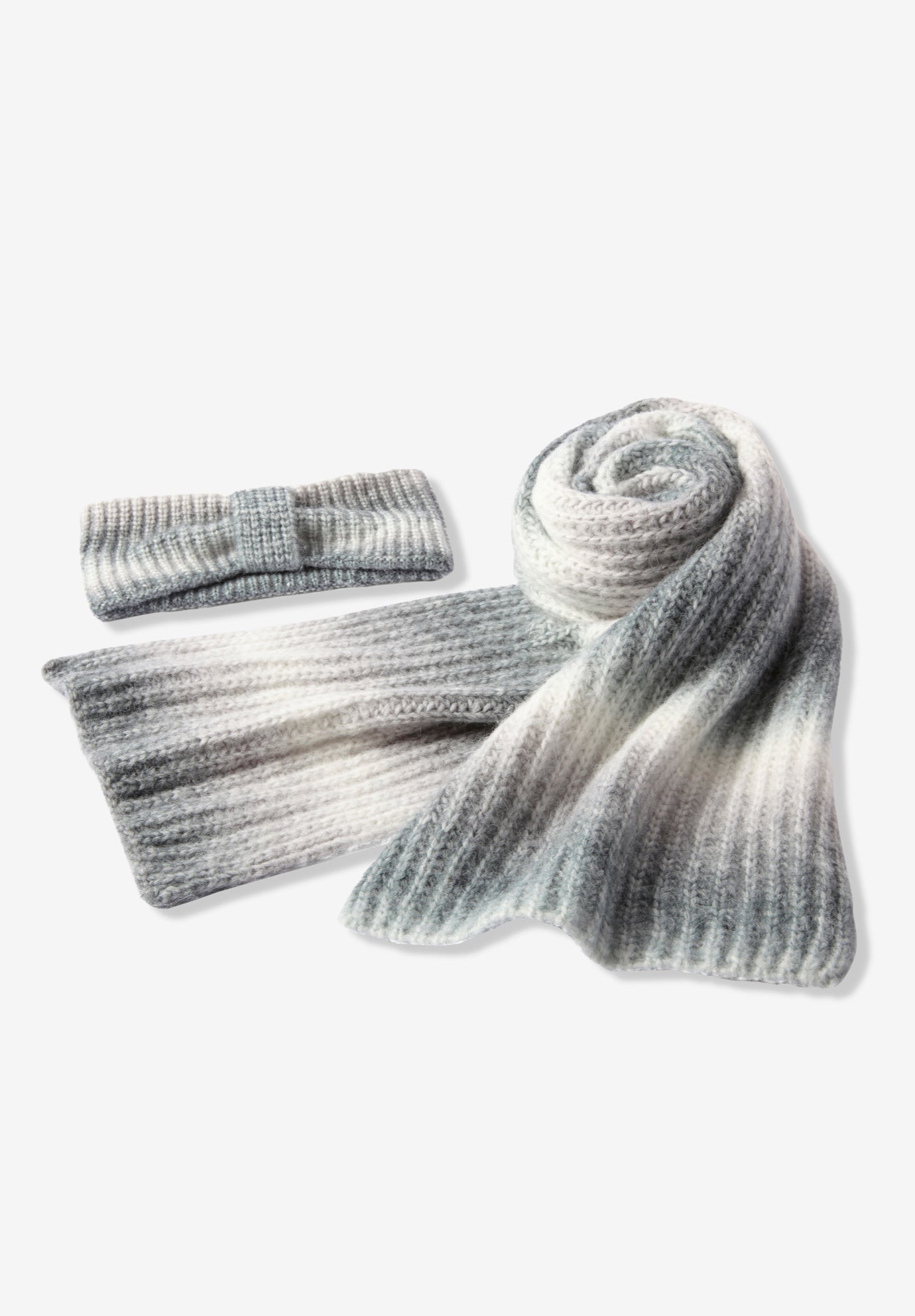 Ombre Knitted Headband and Scarf Set. image number 2