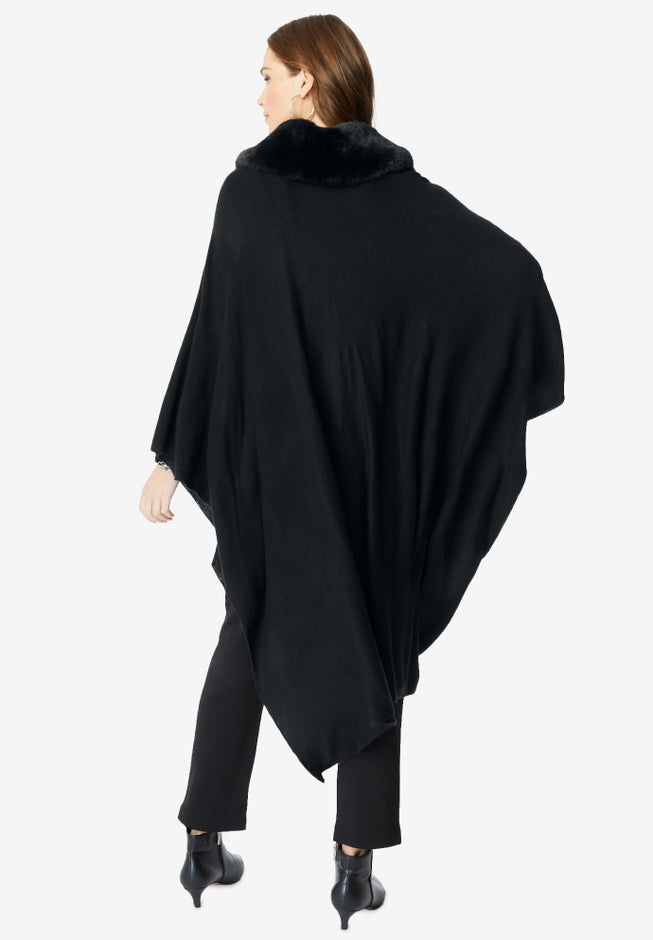 Faux Fur-Trimmed Shawl image number null