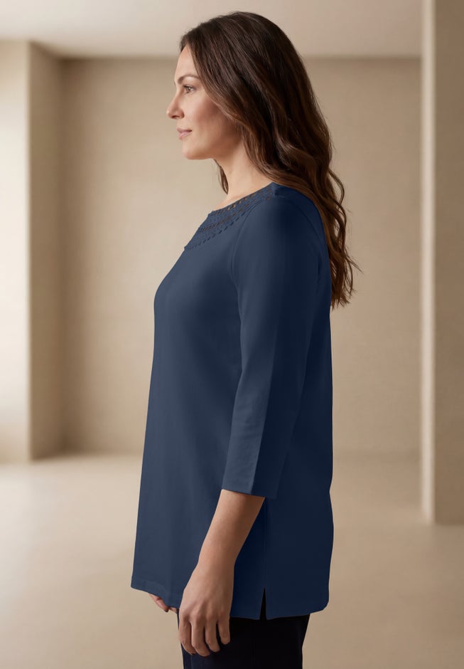 Crochet Trim Boatneck Tunic image number 1