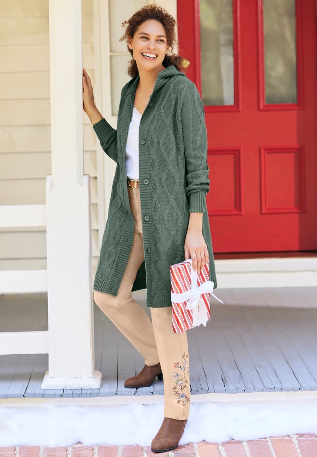 Cable Cardigan Hoodie Sweater image number 3