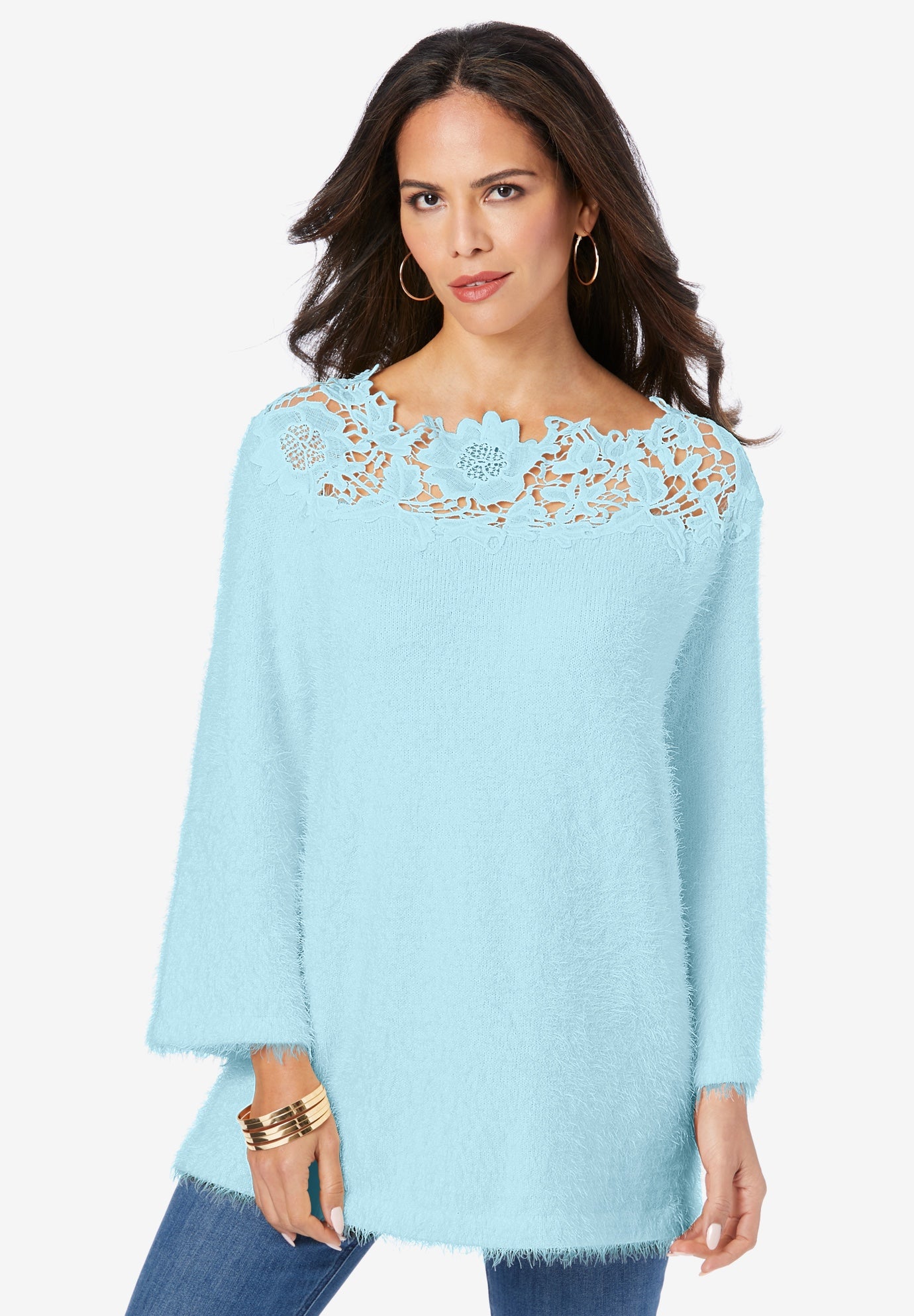 Eyelash Lace Neck Sweater image number 0