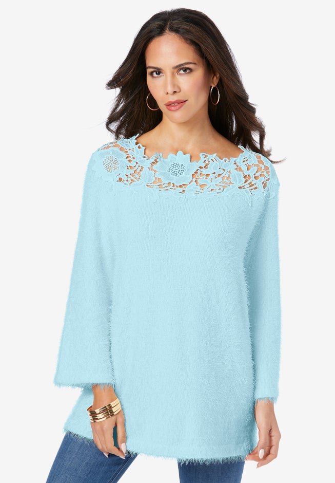 Eyelash Lace Neck Sweater image number 0