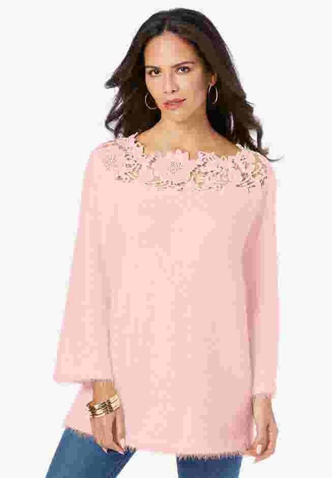 Eyelash Lace Neck Sweater image number 0