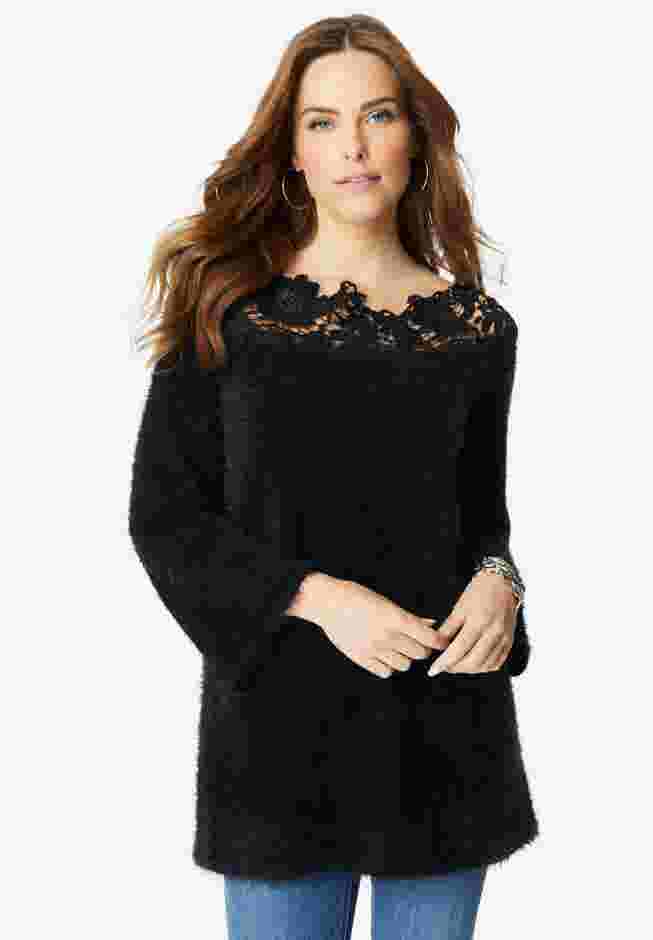 Eyelash Lace Neck Sweater image number 0