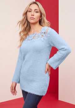 Eyelash Lace Neck Sweater