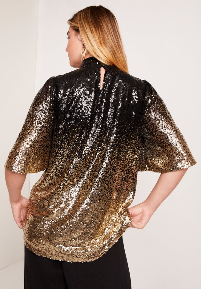 Sequin Keyhole Tee image number null