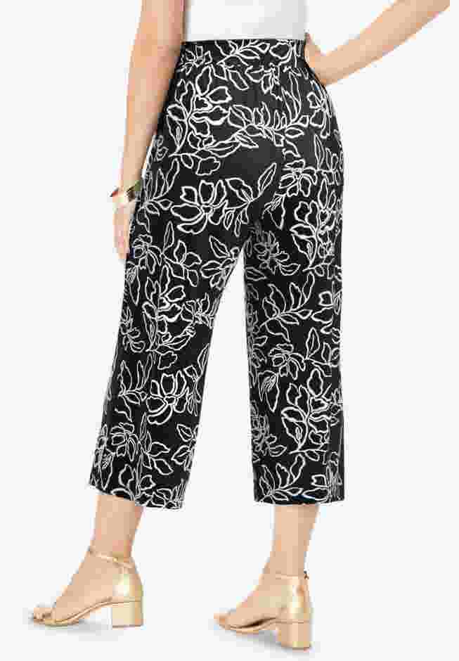 Stretch Knit Wide Leg Crop Pant image number 1