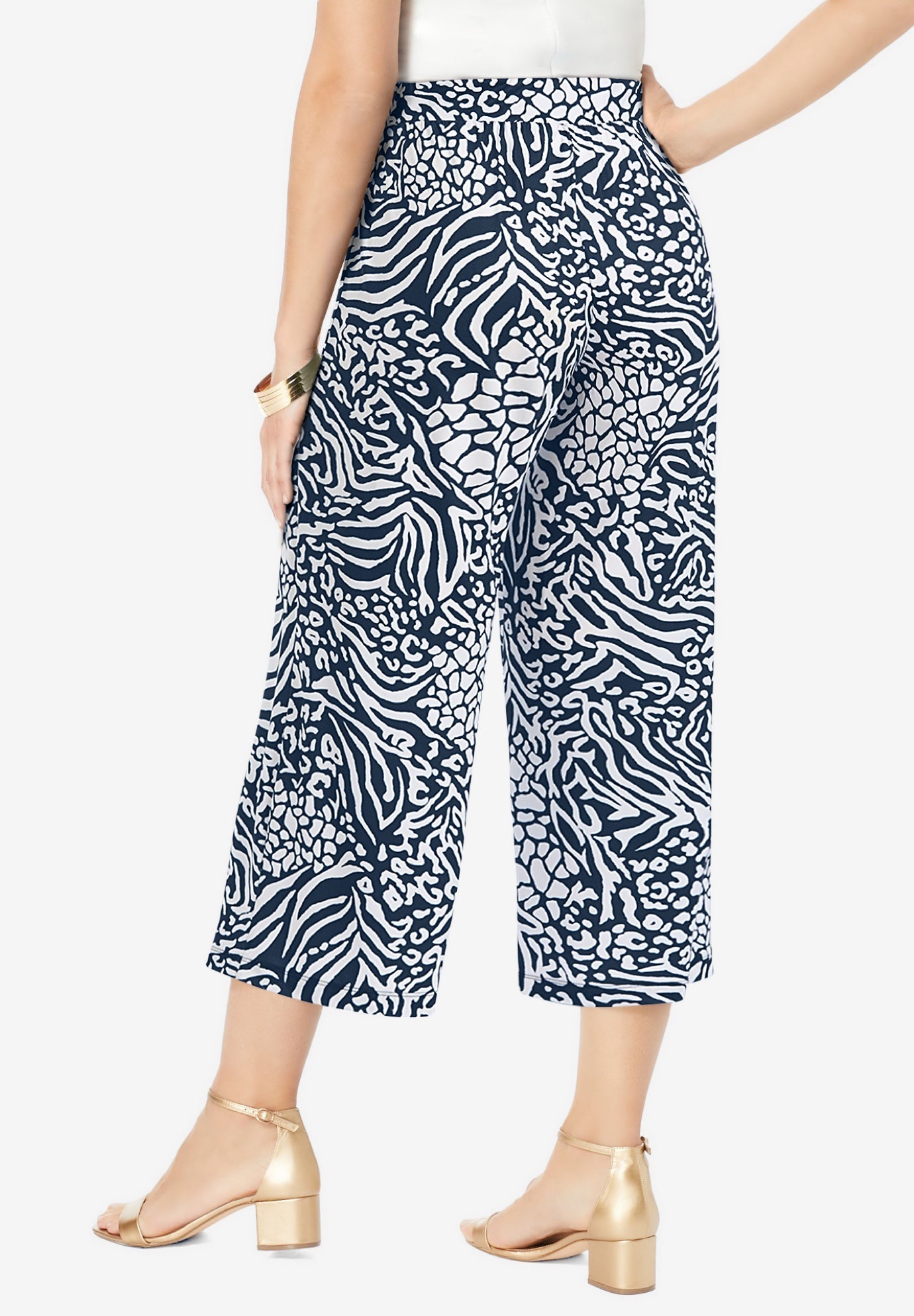 Stretch Knit Wide Leg Crop Pant image number 2