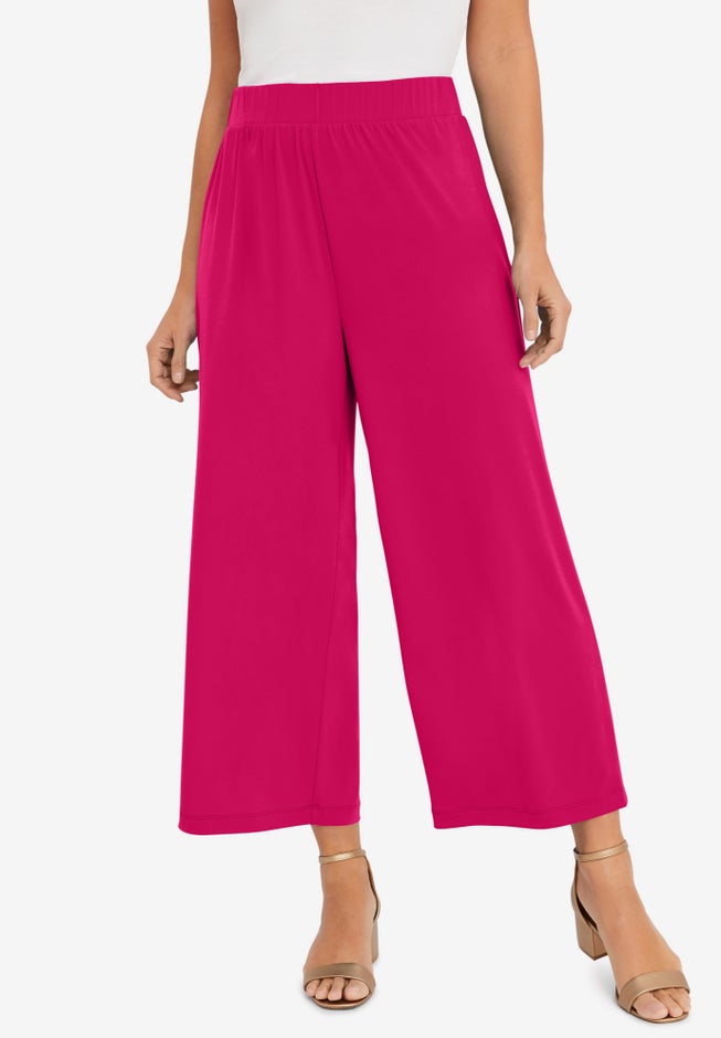 Stretch Knit Wide Leg Crop Pant image number 0