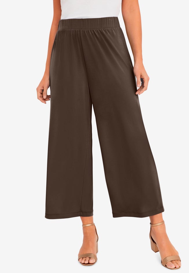 Stretch Knit Wide Leg Crop Pant image number 0