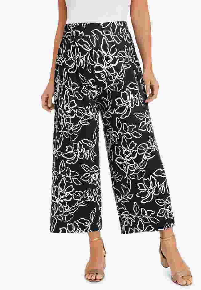 Stretch Knit Wide Leg Crop Pant image number 0