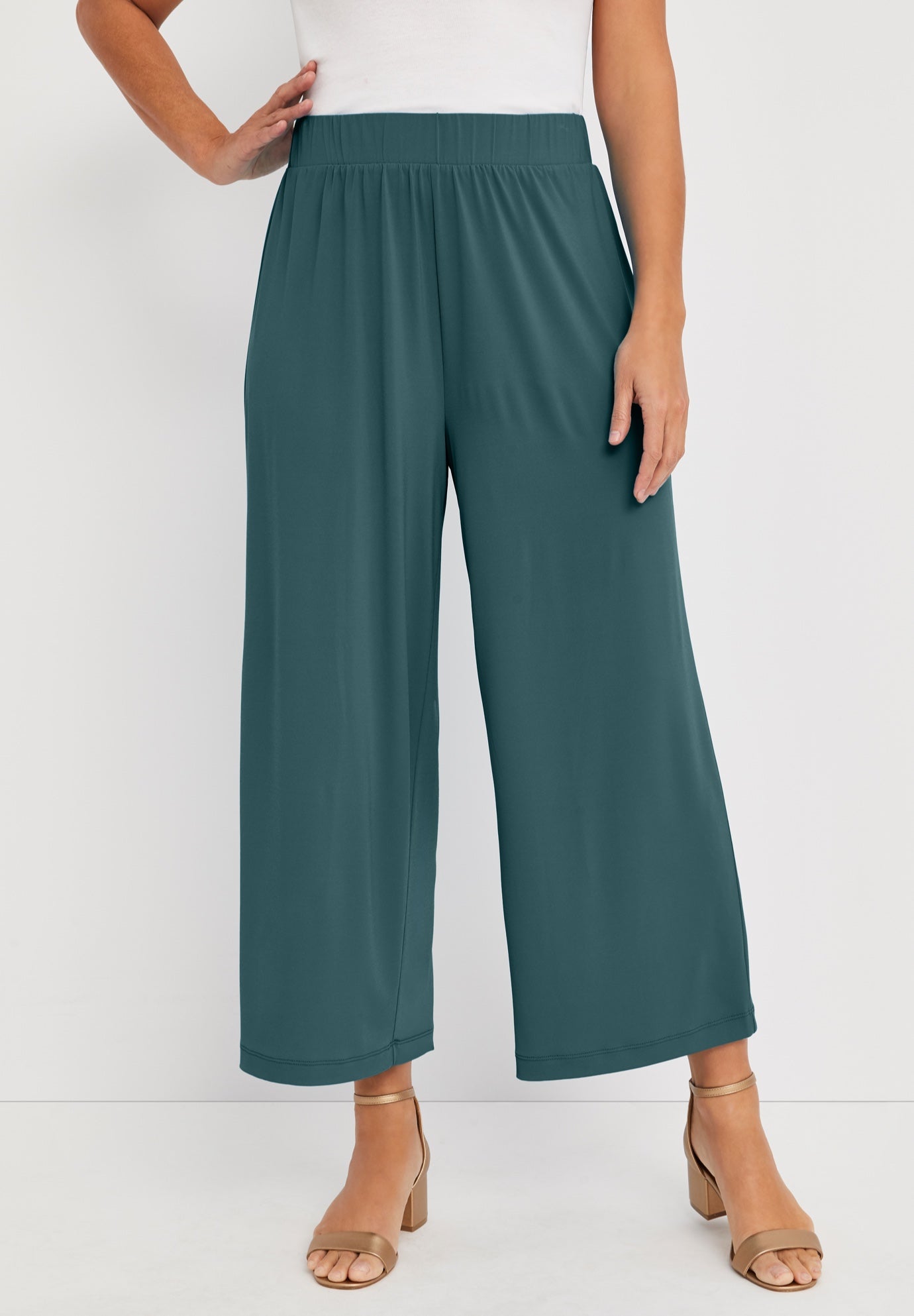 Stretch Knit Wide Leg Crop Pant image number 0