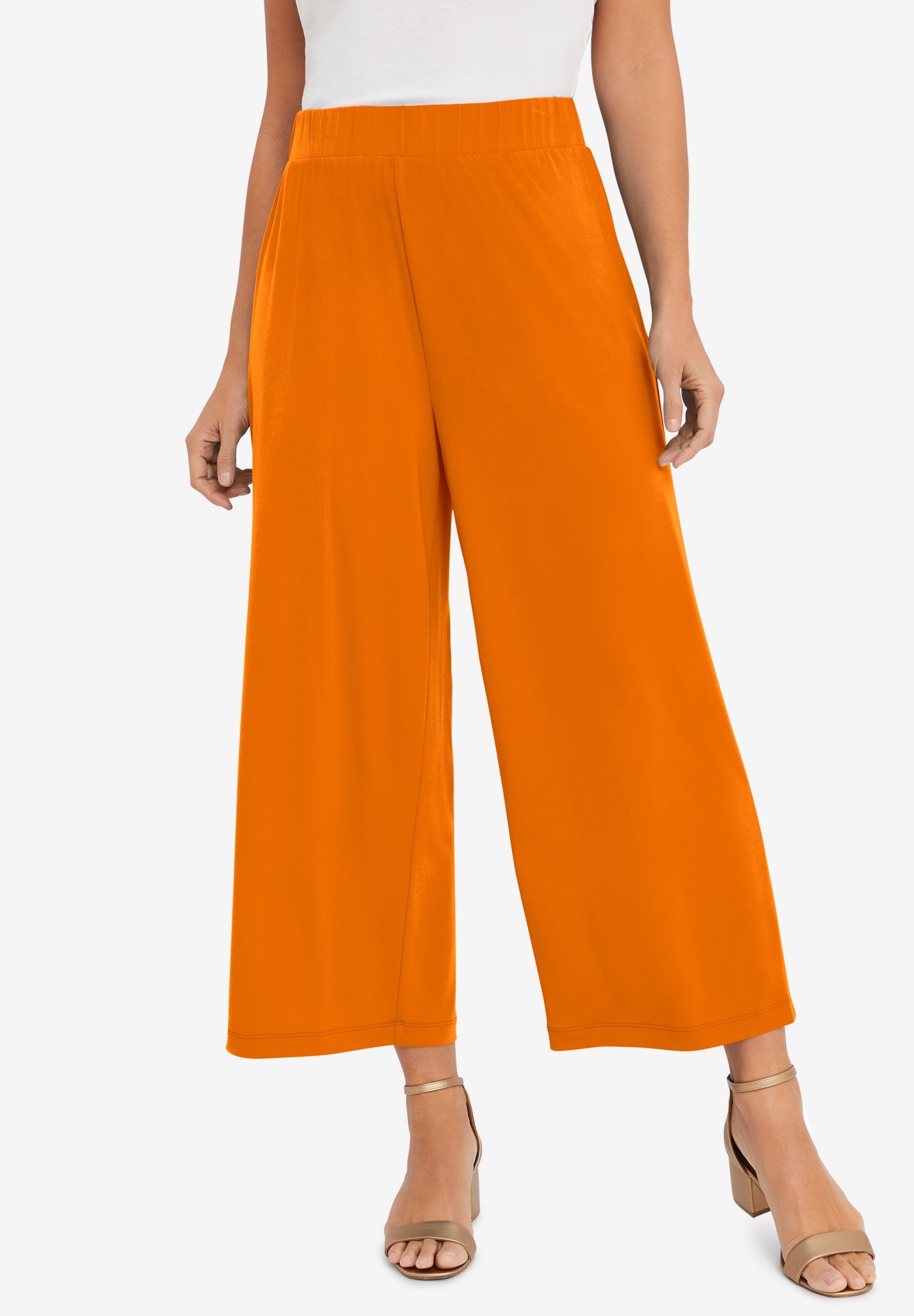 Stretch Knit Wide Leg Crop Pant image number 0