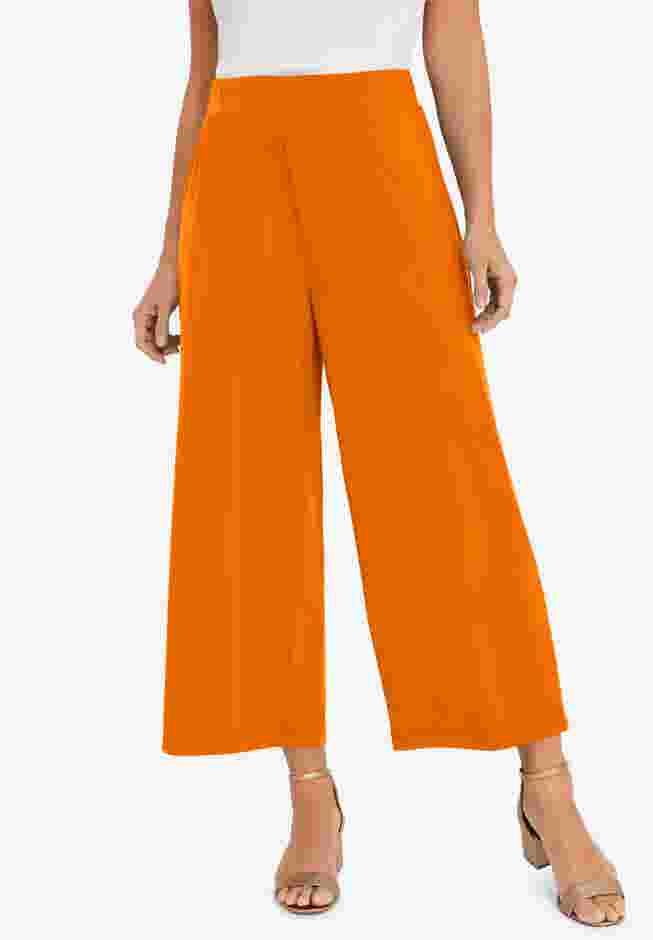 Stretch Knit Wide Leg Crop Pant image number 0