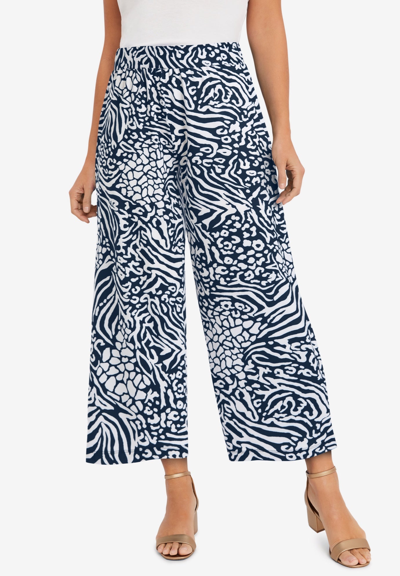 Stretch Knit Wide Leg Crop Pant image number 0