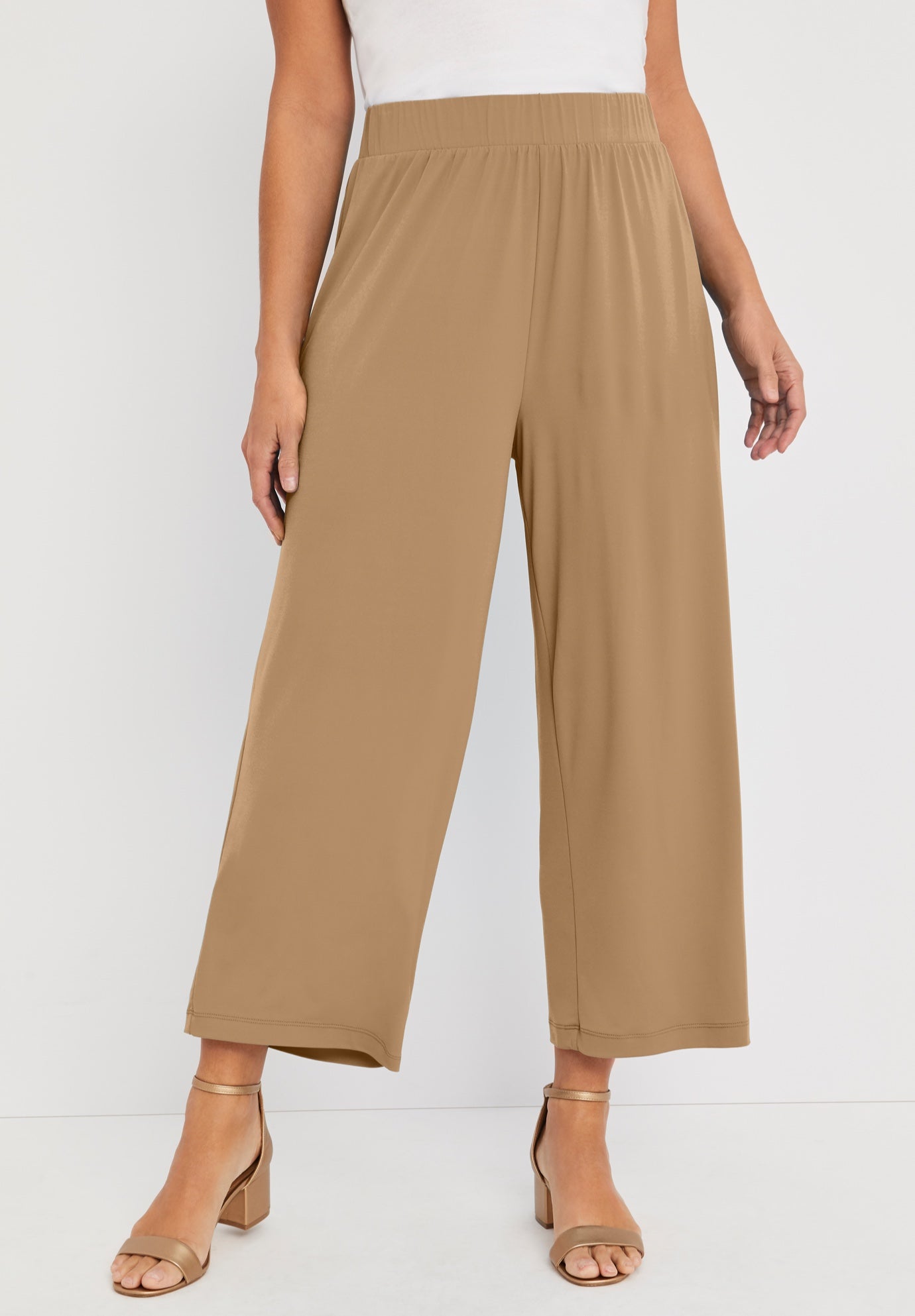 Stretch Knit Wide Leg Crop Pant image number 0