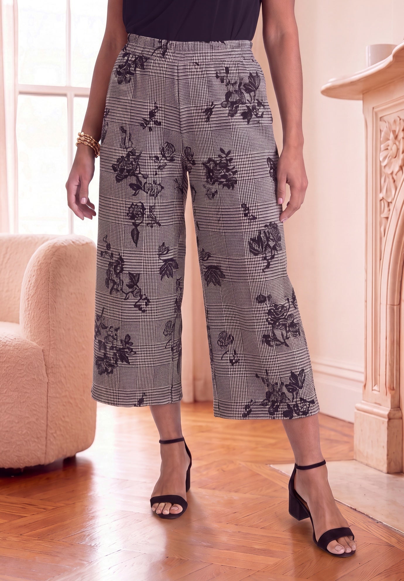 Stretch Knit Wide Leg Crop Pant image number 0