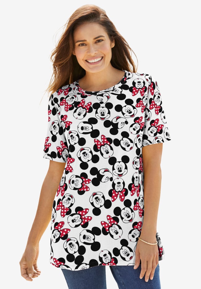 Disney Women's Short Sleeve Crew Tee Mickey Mouse All Over Print image number 0
