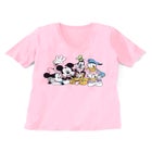 Disney Women's Short Sleeve V-Neck Tee Pink Mickey Mouse and Friends image number null
