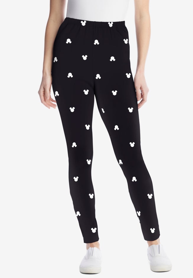 Disney Women's Black Leggings Mickey Mouse Ears All Over Print image number null