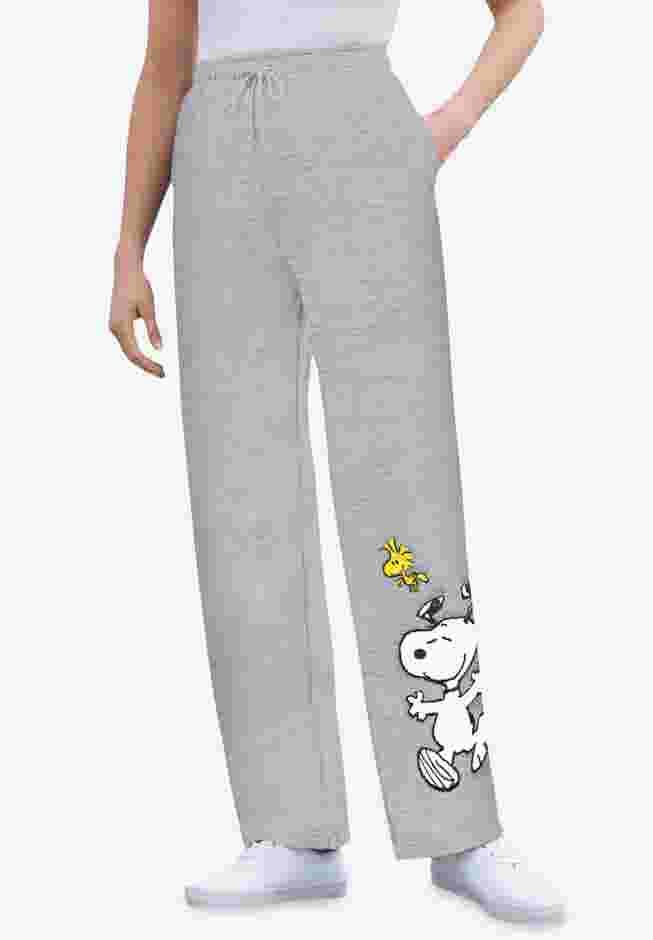 Peanuts Heather Grey Snoopy Woodstock Fleece Sweatpants image number 0