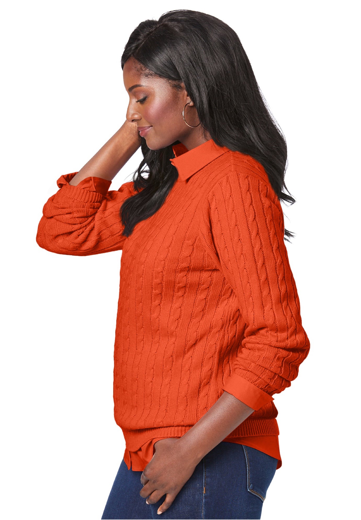 Cable Crewneck Sweater image number 2