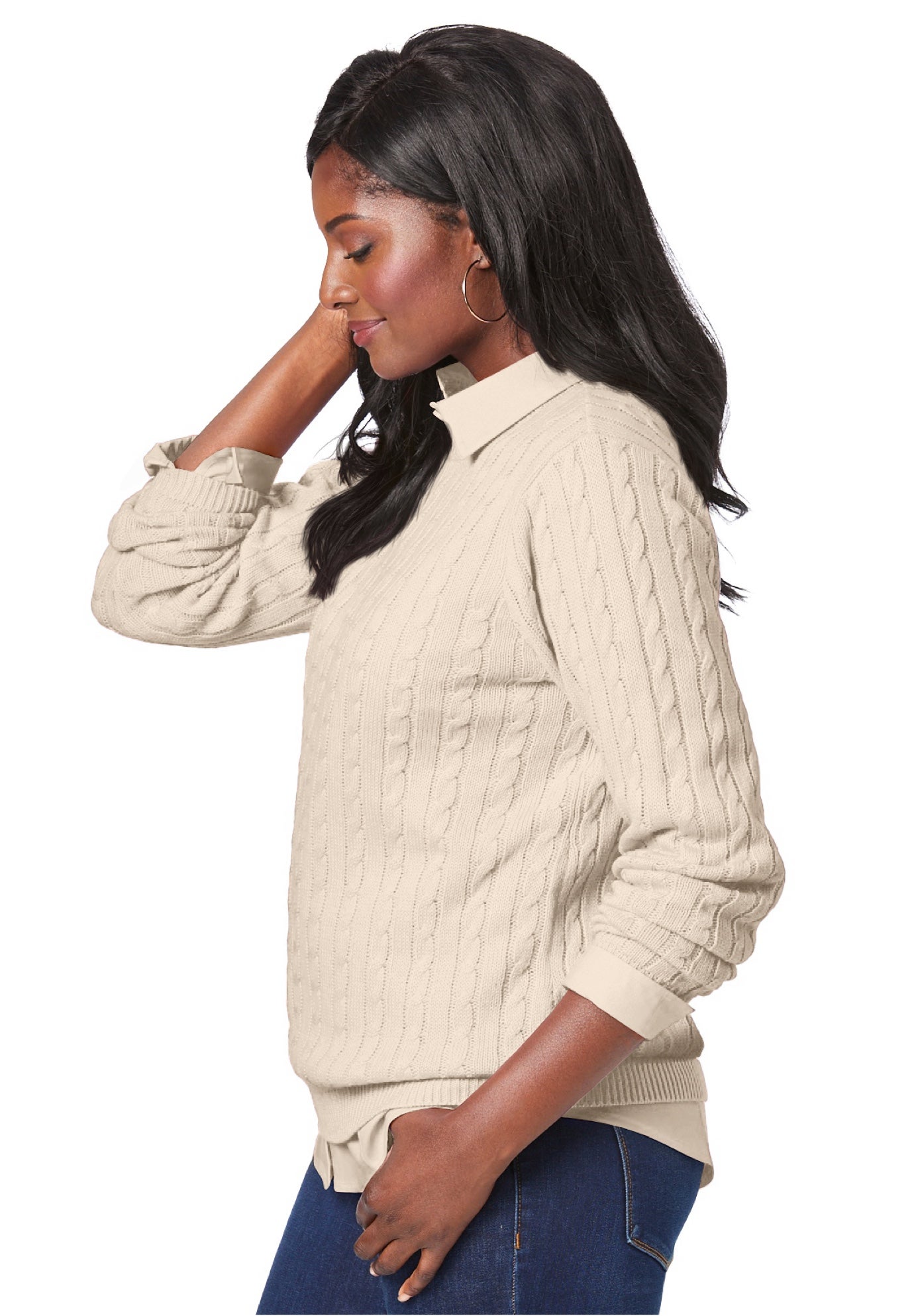 Cable Crewneck Sweater image number 2