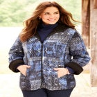 Printed Fleece Coat with Sherpa Lining image number 5