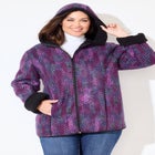 Printed Fleece Coat with Sherpa Lining image number 3