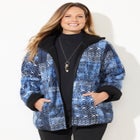 Printed Fleece Coat with Sherpa Lining image number 0