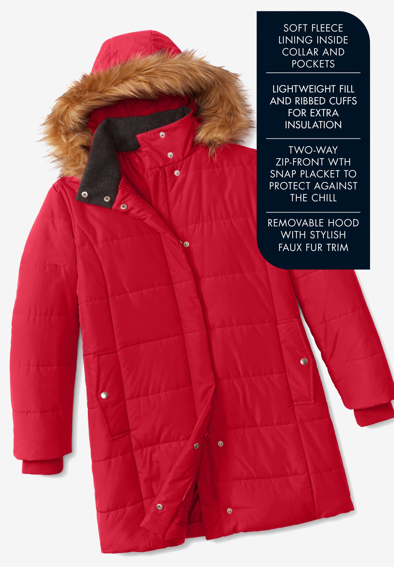 Plus Size Short Length Puffer Coat image number 4