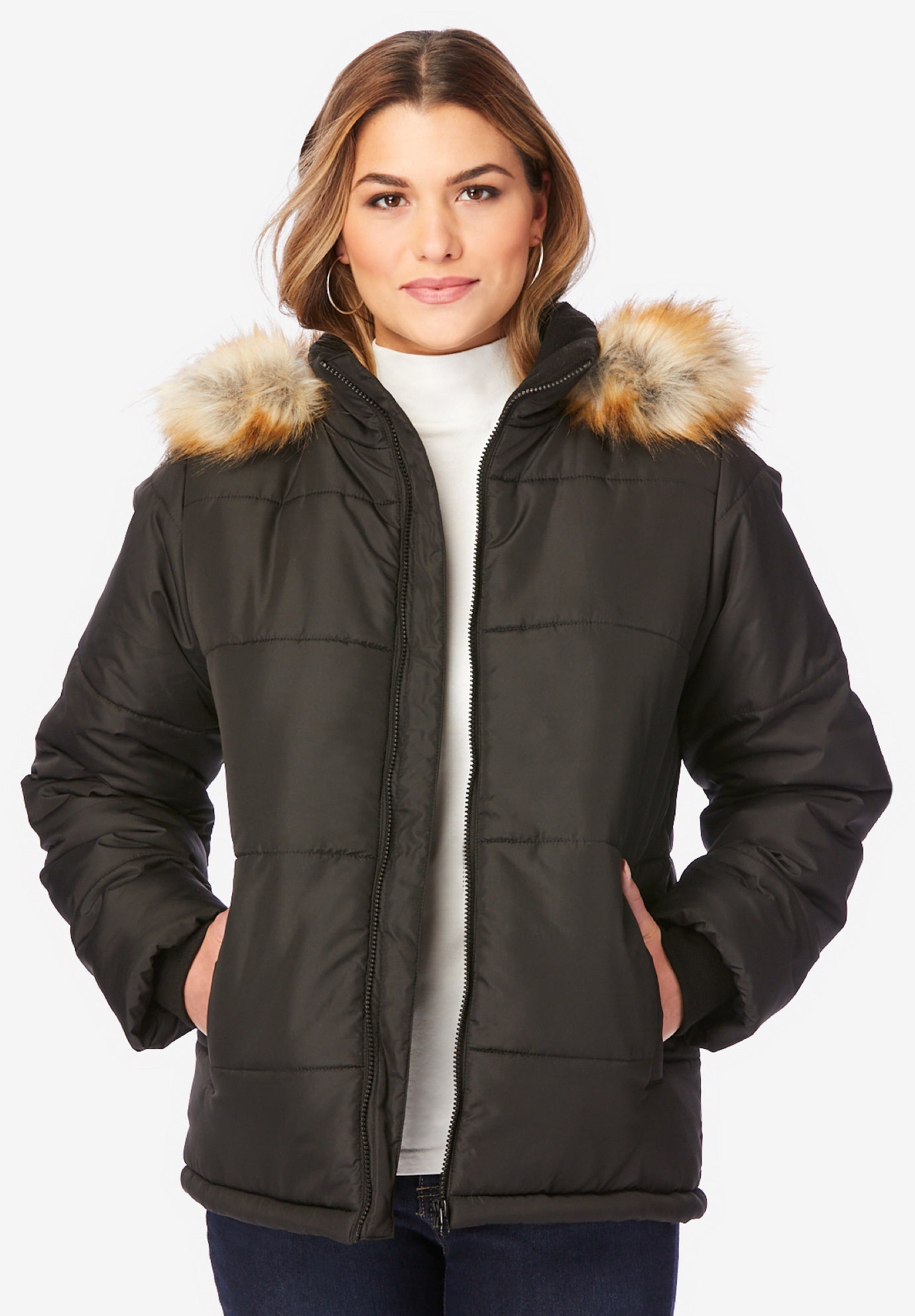 Plus Size Short Length Puffer Coat image number 0