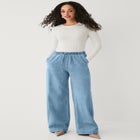 Elastic Waist With Drawstring Wide Leg Jeans image number null