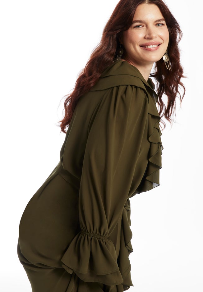 Cascading Ruffle Maxi Dress image number 1