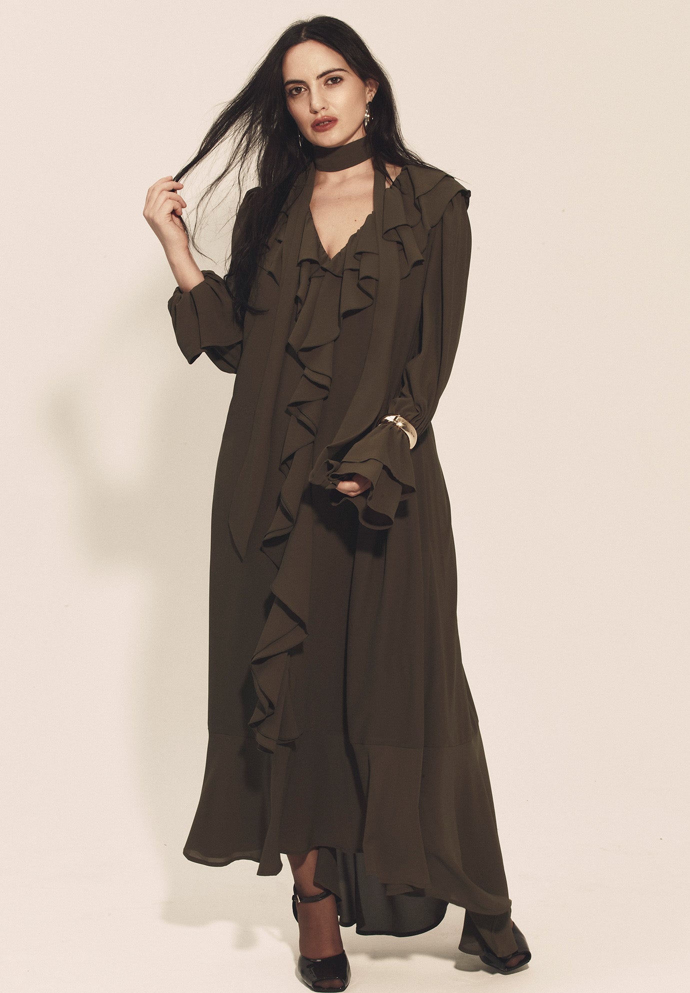 Cascading Ruffle Maxi Dress image number 4