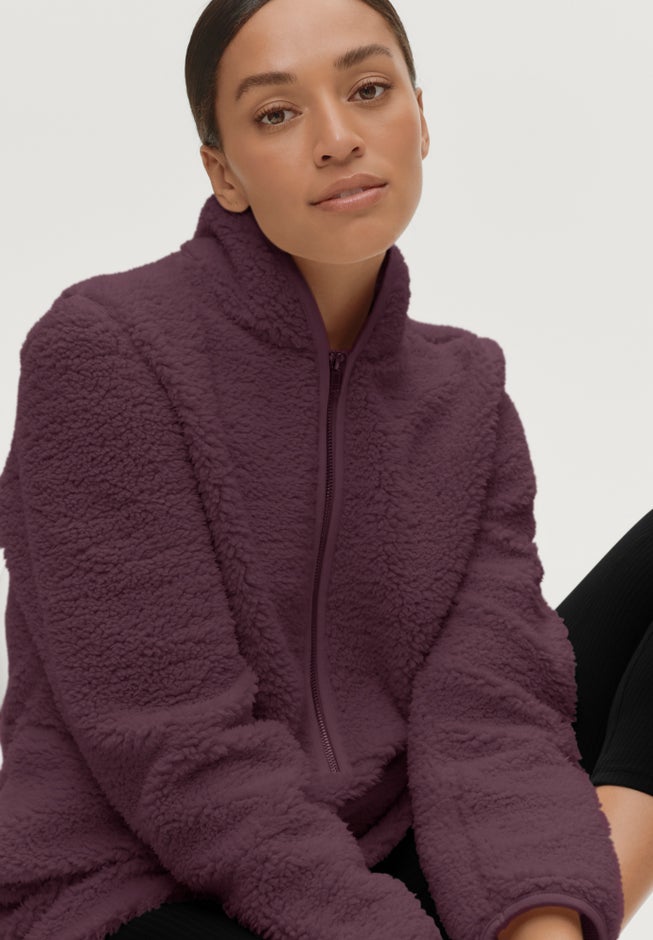 A-Line Half-Zip Sherpa Jacket image number 3