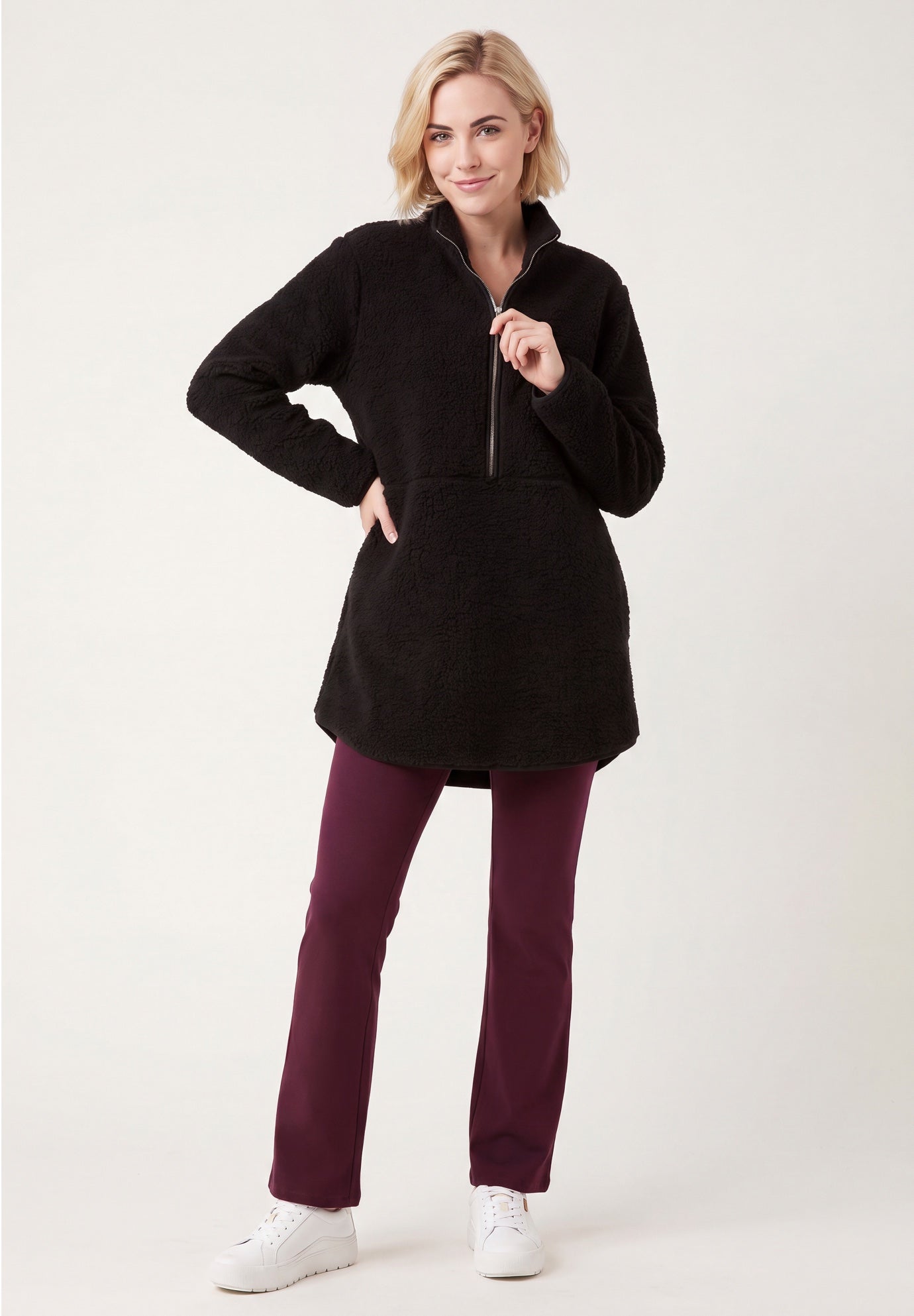 A-Line Half-Zip Sherpa Jacket image number 0