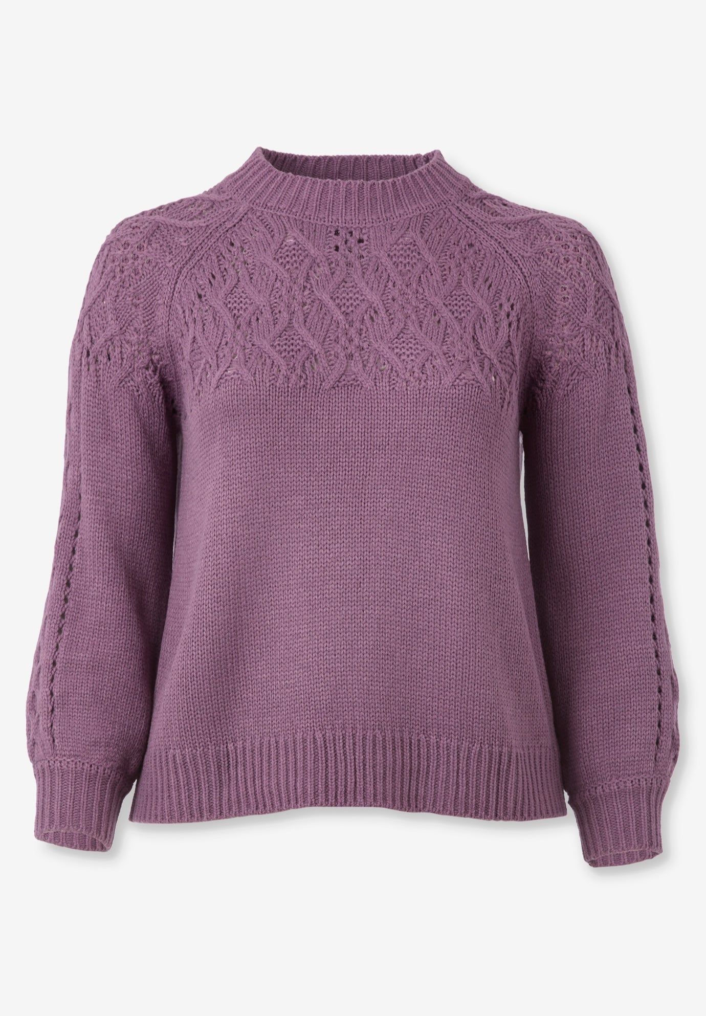 Pointelle Yoke Pullover Sweater image number 3
