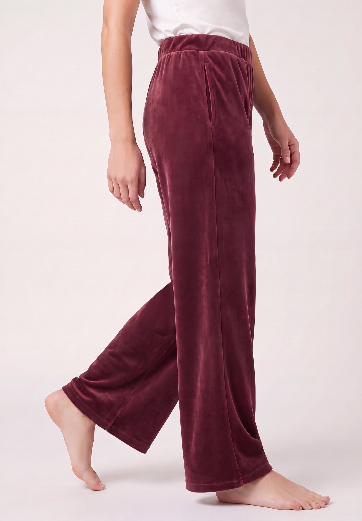 Stretch Velour Wide Leg Pull-on Pants image number 2