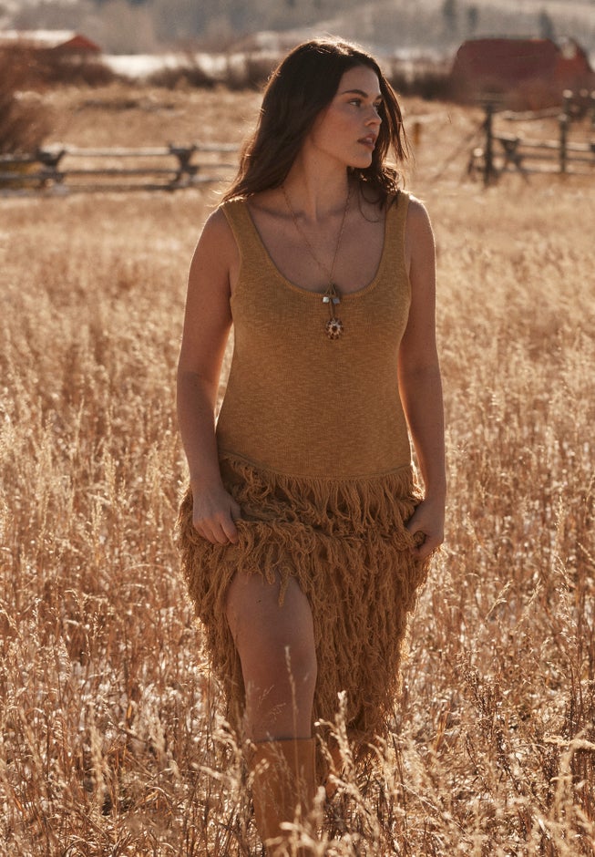 Sweater Fringe Maxi Dress image number 4